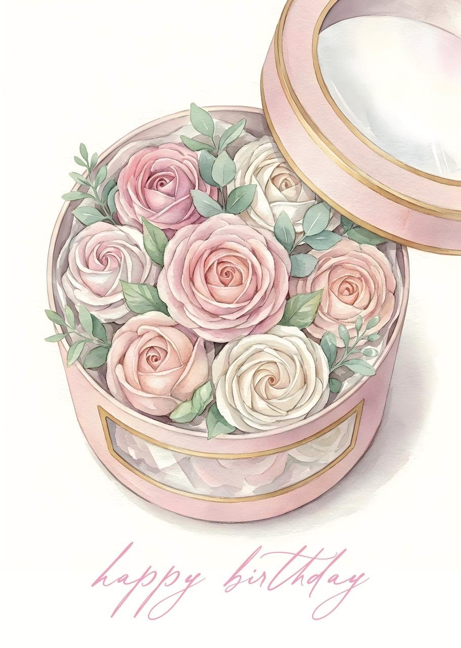 Листівка Happy Birthday Зефірні квіти