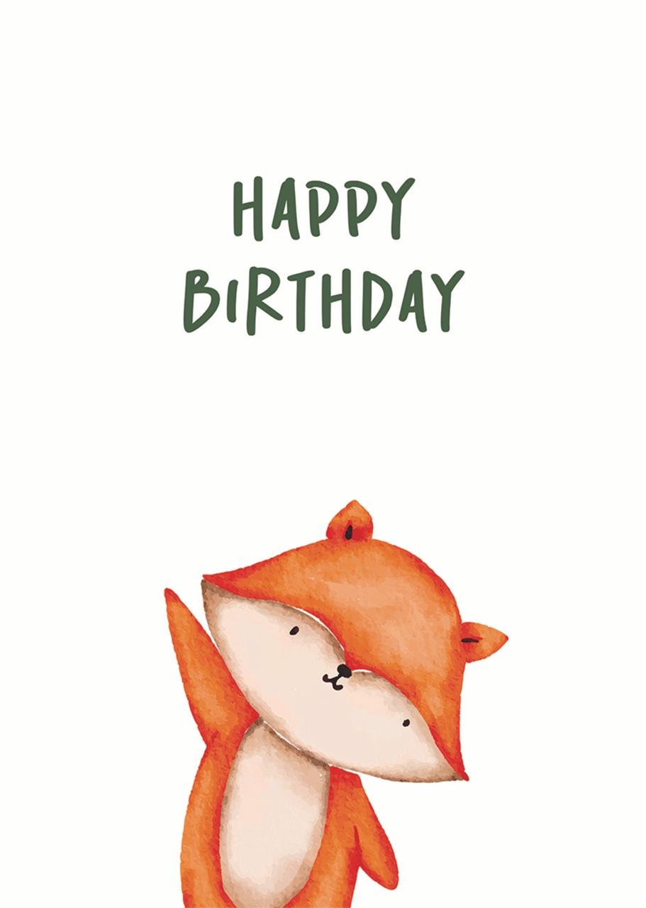 Листівка Happy Birthday лисинятко